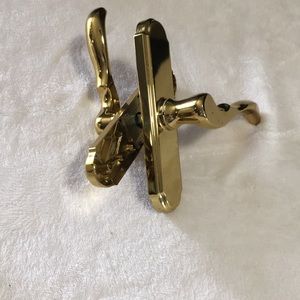 Brass finish door handle set with push lock